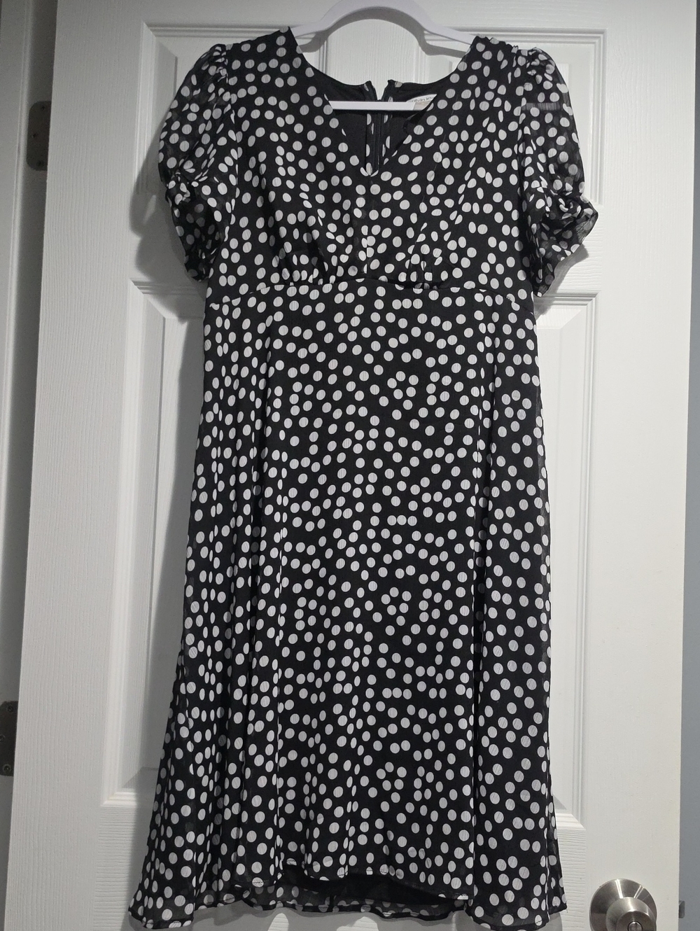 Calvin Klein Black and White Polka Dot Midi Dress